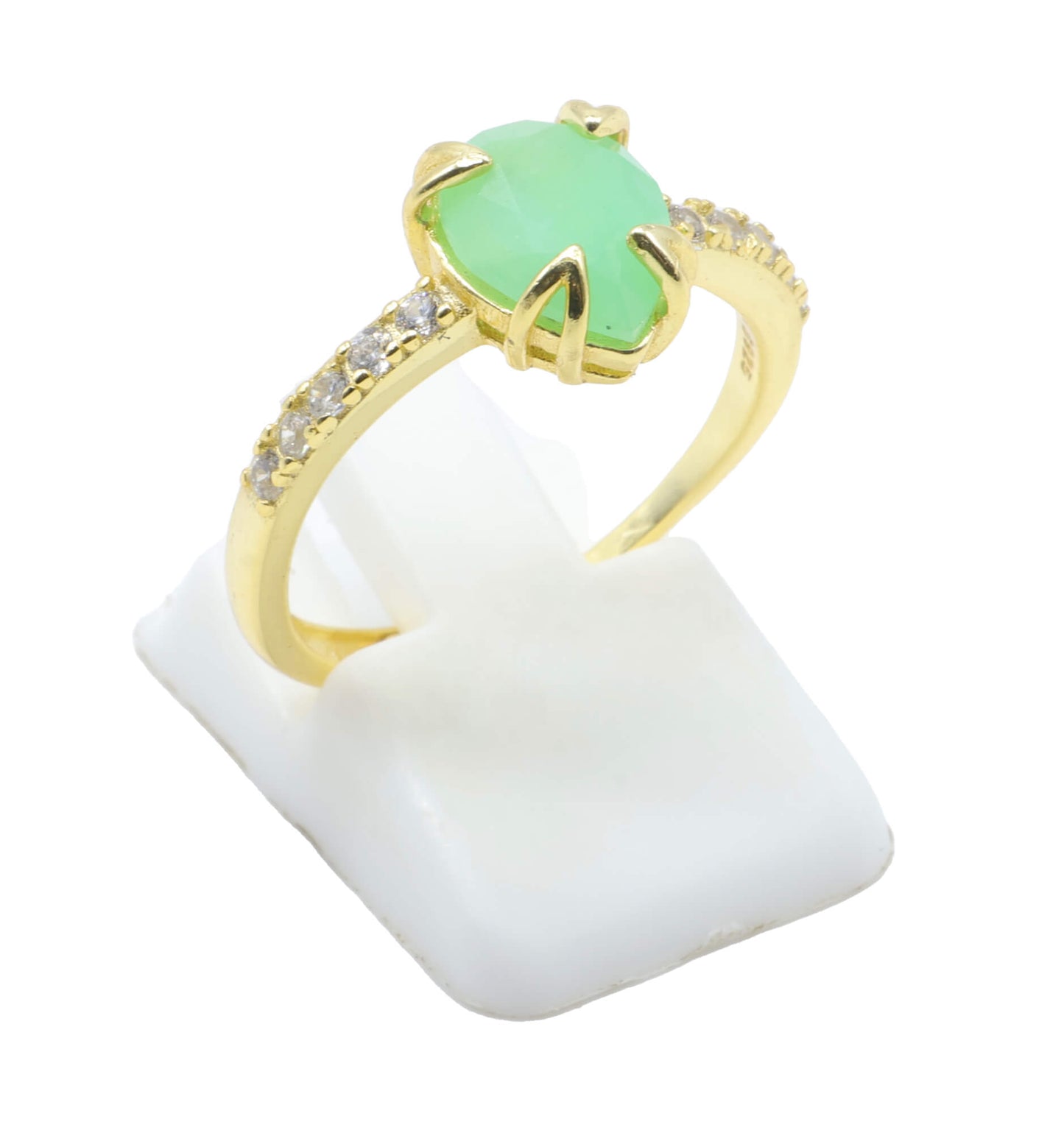 Anello in Argento 925 Giada Verde Goccia