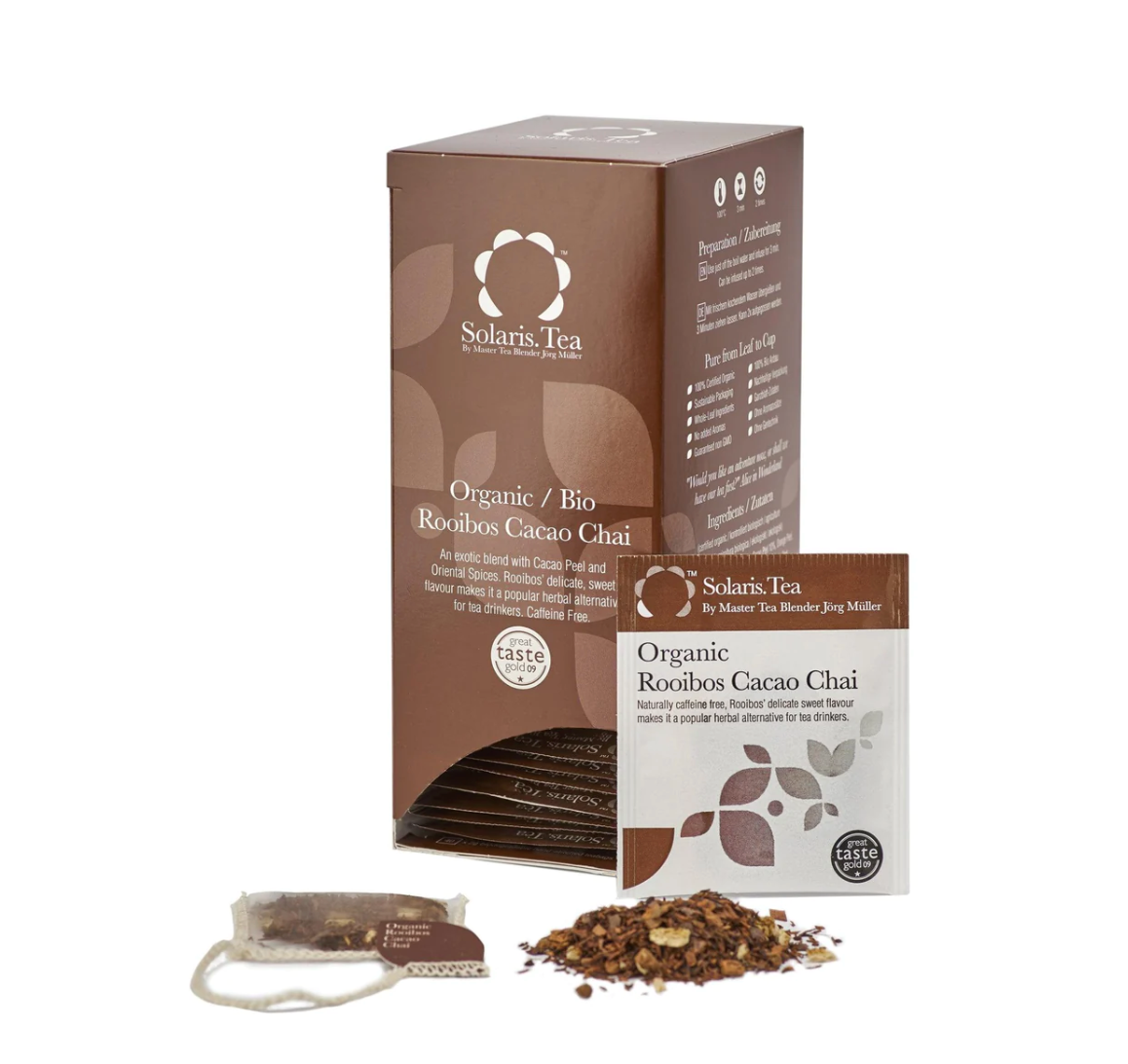 Bustine di tè cucite biodegradabili Rooibos Cacao Chai x40