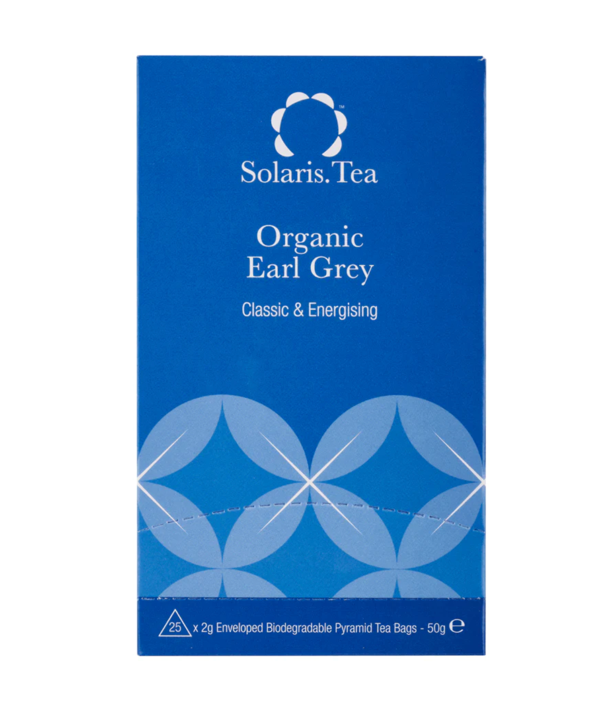 Bustine di tè piramidali biologiche Earl Grey confezionate, 25x2g